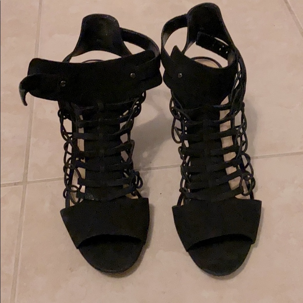 Vince Camuto strappy block wedge heel